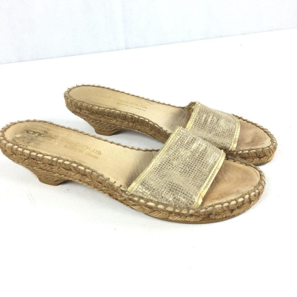 Andre Assous Beige Rope Slide Sandals Sz 8